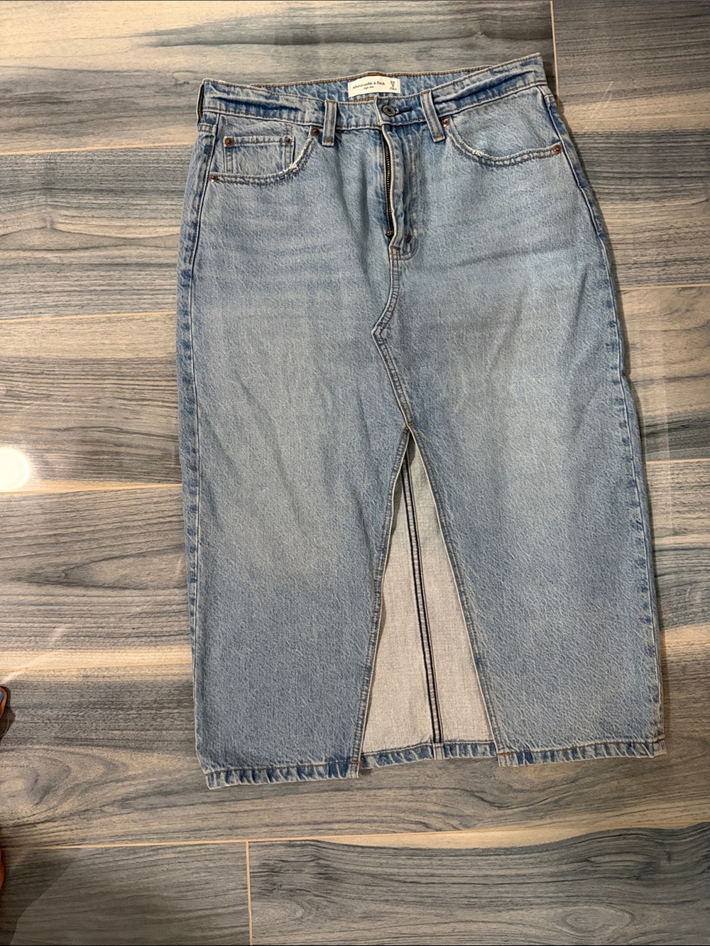 Abercrombie & Fitch Light Blue Straight Denim Skirt-Style Jeans